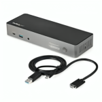 StarTech.com USB-C & USB-A Dock - Hybrid Universal Triple Monitor Laptop Docking Station w/DisplayPort