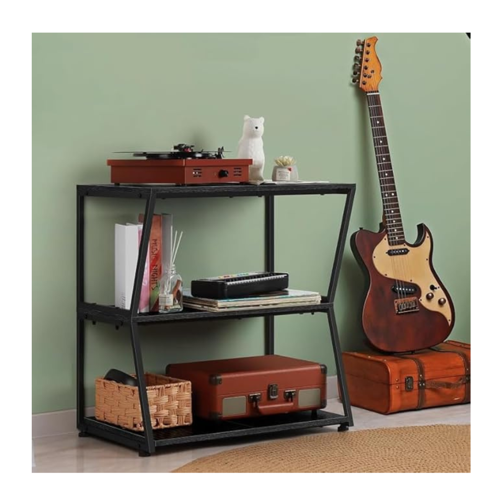 Untitled-design-2025-03-10T125124.975.png AV Media Stand Corner Shelf for Record Player 3 Tier Petite Entertainment Center - Image 1